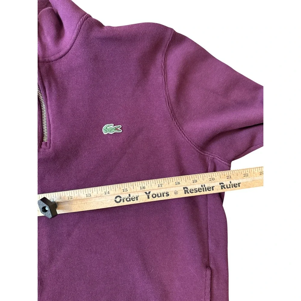 Lacoste Quarter Zip Pullover‎ Mens XL Burgundy Ribbed Cotton preppy